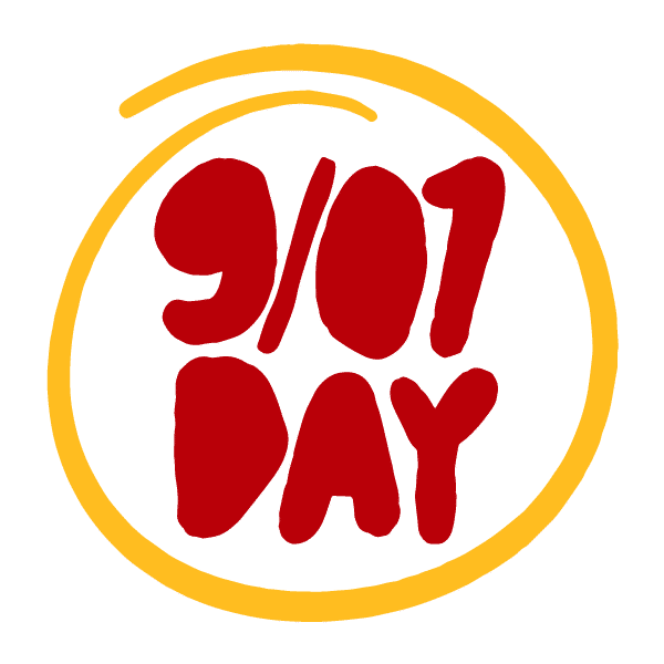 A red and yellow logo with the words 911 day.