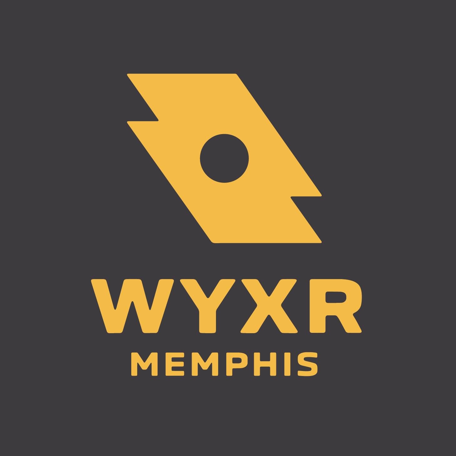 Wyxr memphis logo displayed on a black background during the WYXR Pledge Drive.