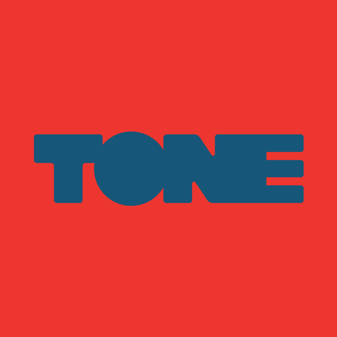 Logo featuring the Tone brand on a vibrant red background, celebrating Juneteenth in Memphis.
