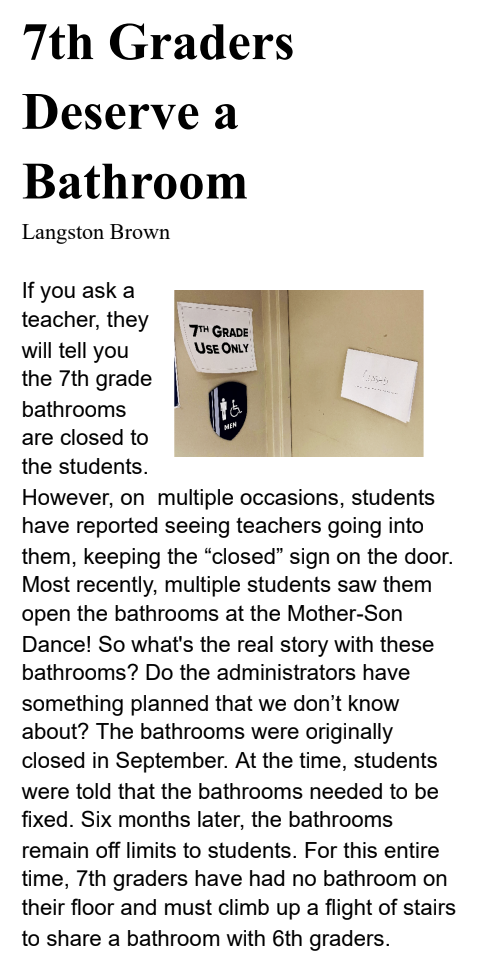 7th graders at Grizzlies Prep deserve a bathroom.