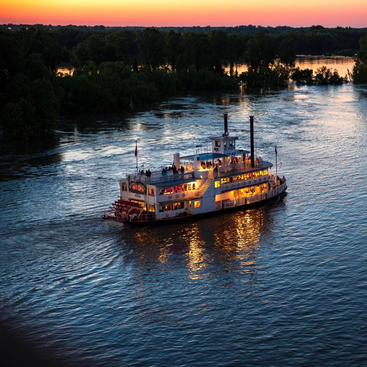 Memphis Riverboat on a Sunset Cruise along the Mississippi River