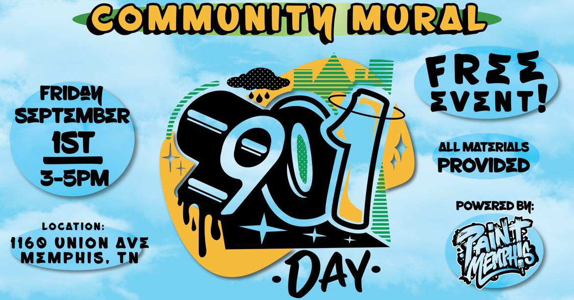 A poster for 901 Day community mural day in Memphis.