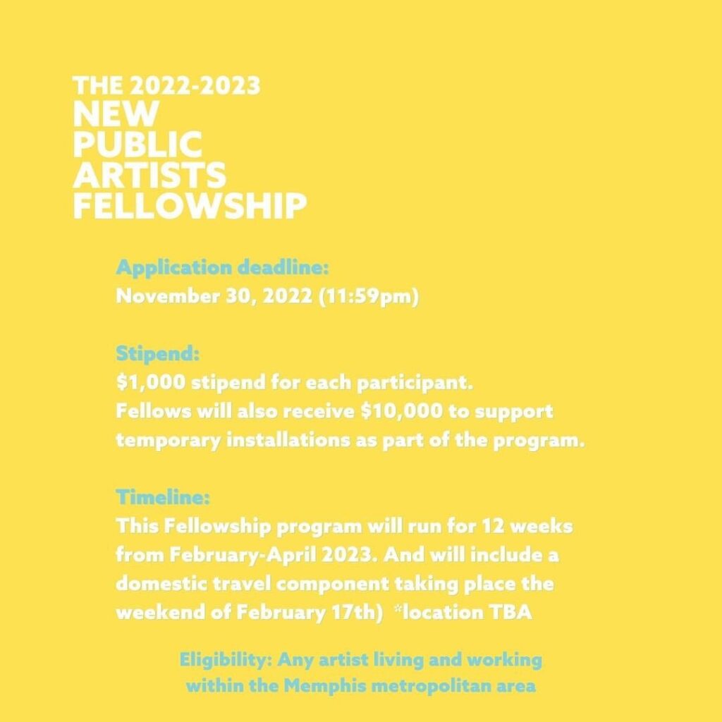 A flyer for the new public policy fellowship by Urban Art Commission.