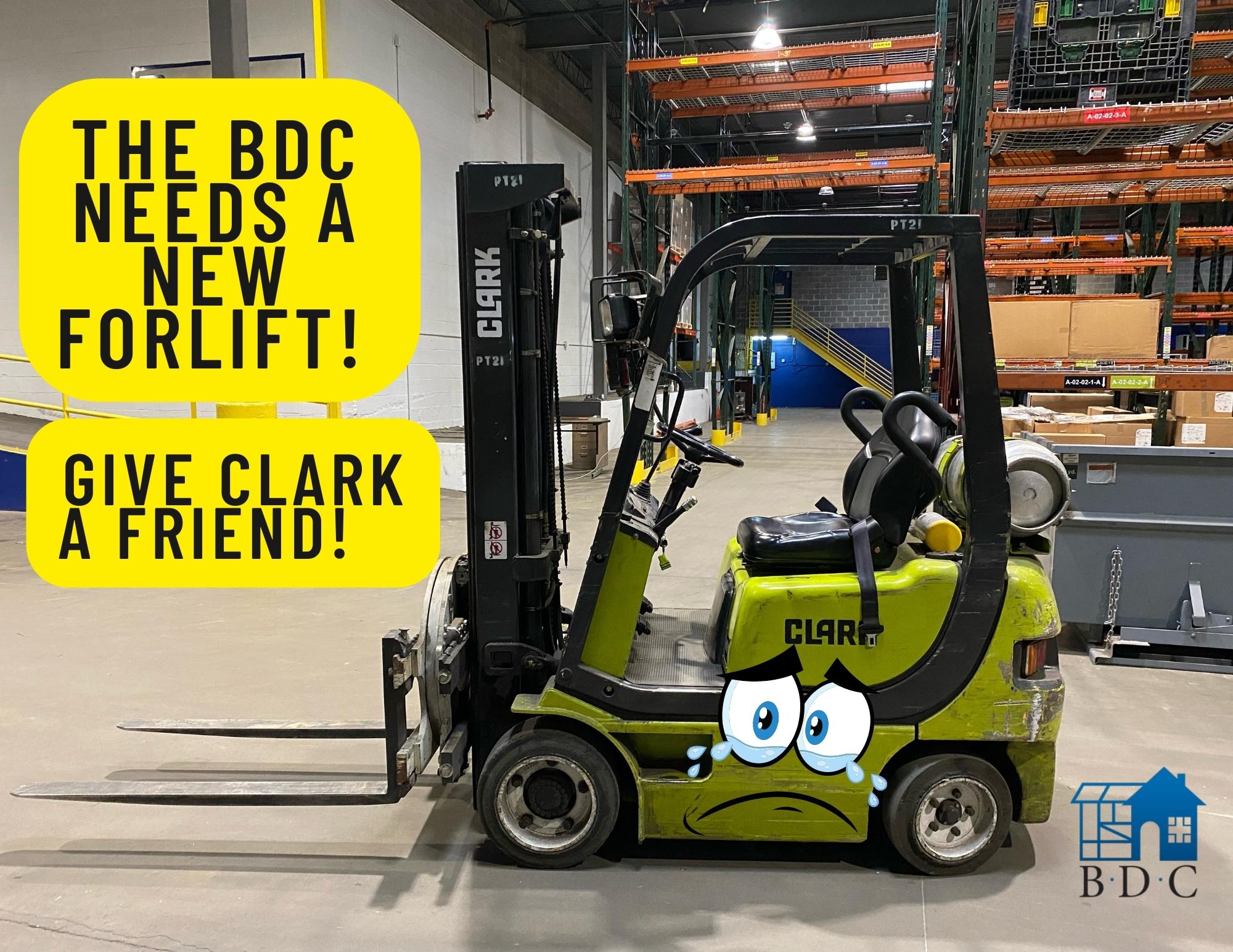 The bcc needs a new forklift for Giving Tuesday.