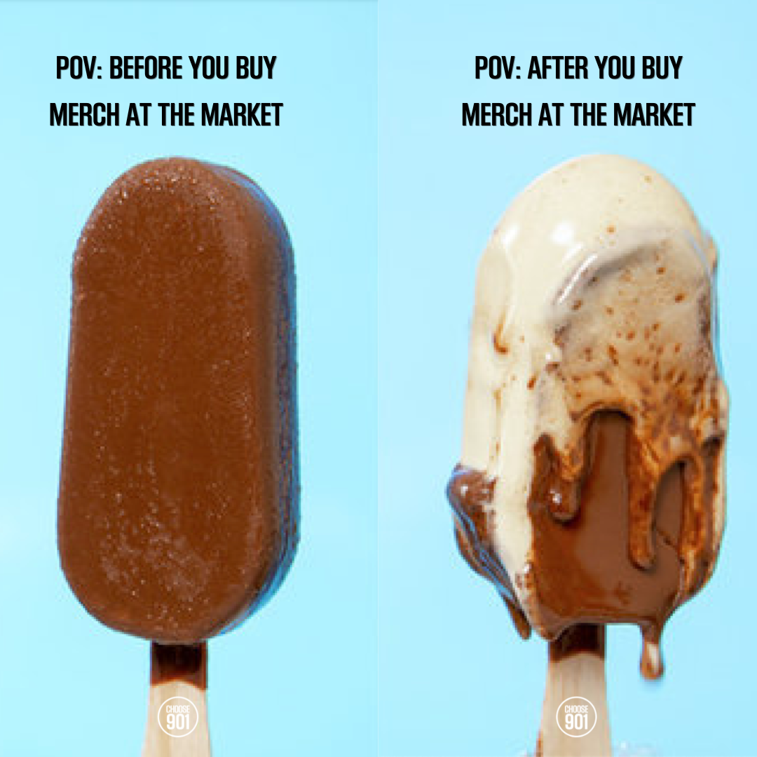 Two ice creams on a stick with chocolate on them at Choose901's Summer Market.