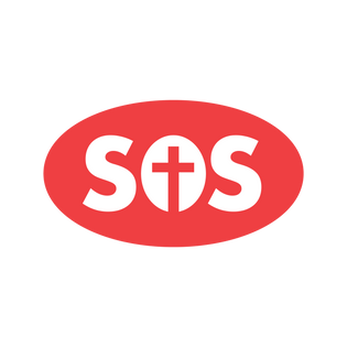 The sos logo on a black background.