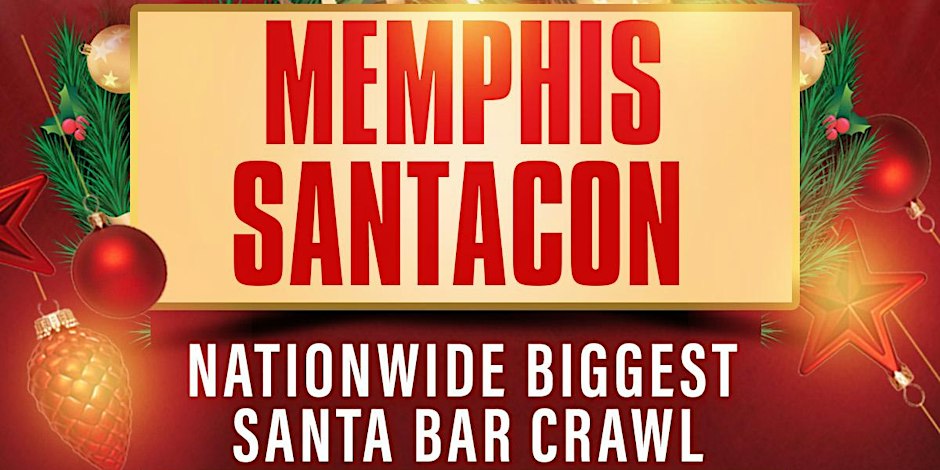 Memphis santacon national biggest santa bar crawl.