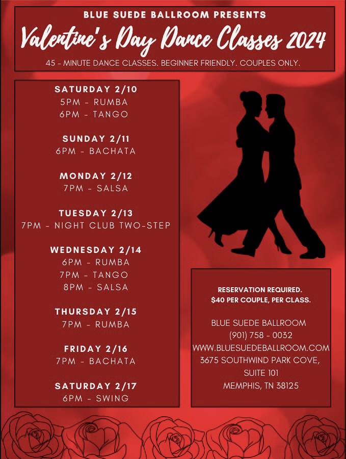 Blue Suede Ballroom offers Valentine's Day dance classes for 2020.