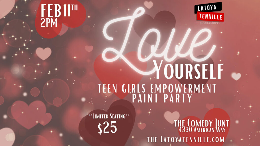 Teen empowerment paint party, promoting self-love for tech girls.