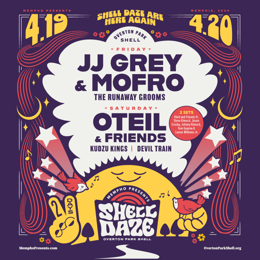 A poster for the Shell Daze Music Festival featuring j grey & oteil & friends.